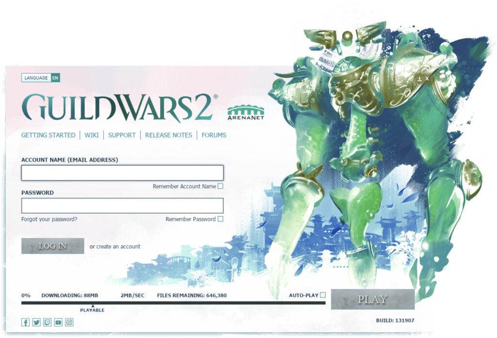 Guild Wars 2 - Login Screen